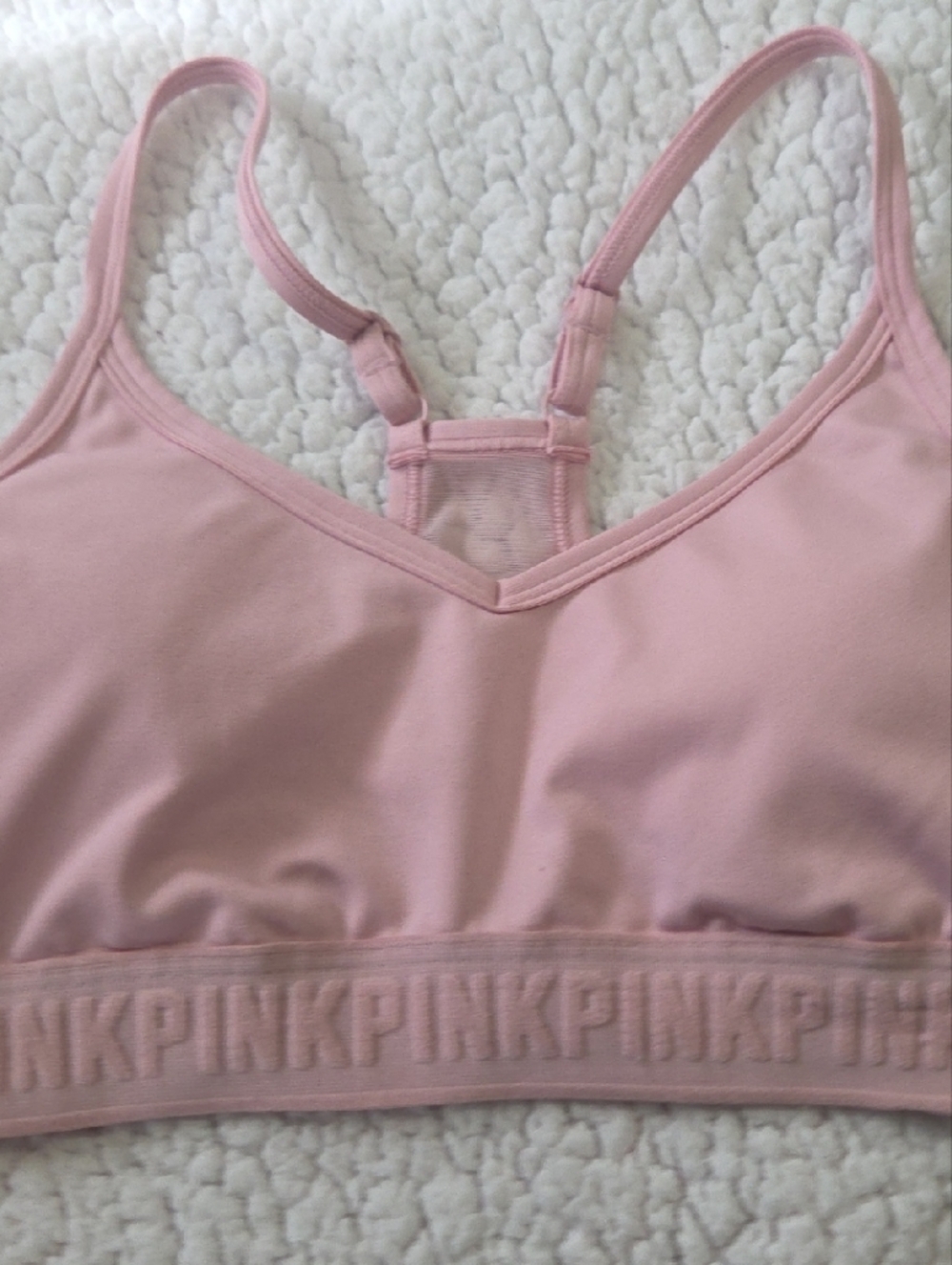 PINK Victoria's Secret Pale Pink Seamless Sports Bralette SMALL